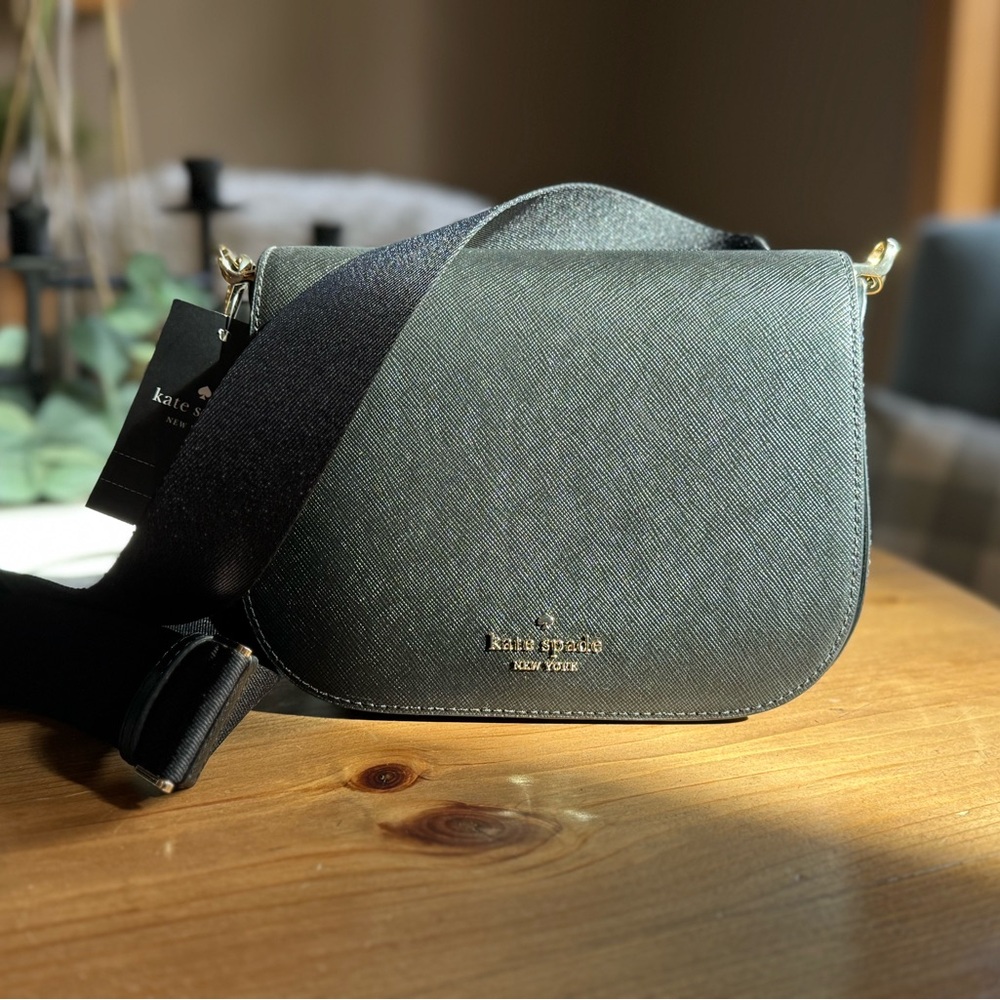 NWT - Kate Spade Madison Saffiano Leather Saddle Bag in Black